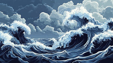 A stormy ocean waves